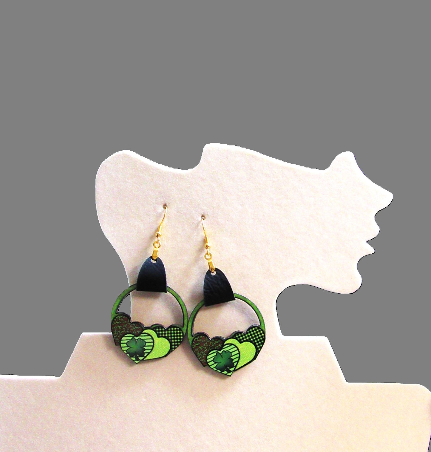 Round Heart Cluster Shaped Sublimated Earring