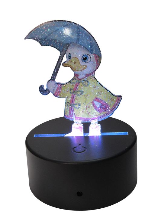 Glitter Acrylic Duck with Umbrella Shaped Sublimated Light