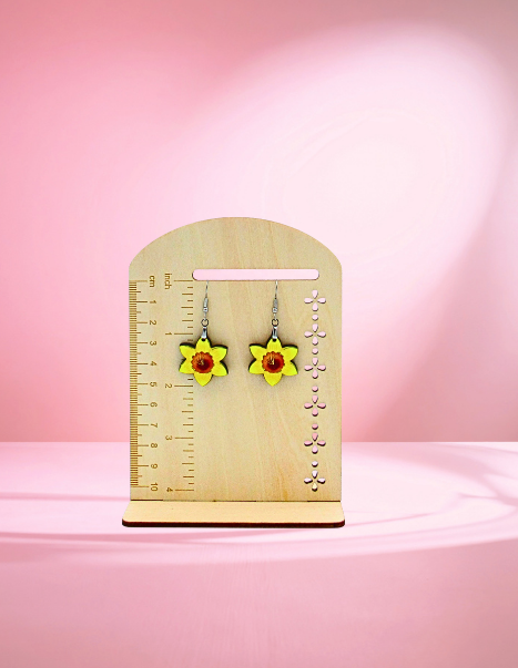 MDF- Daffodil Shaped Sublimated Earrings 1 inch