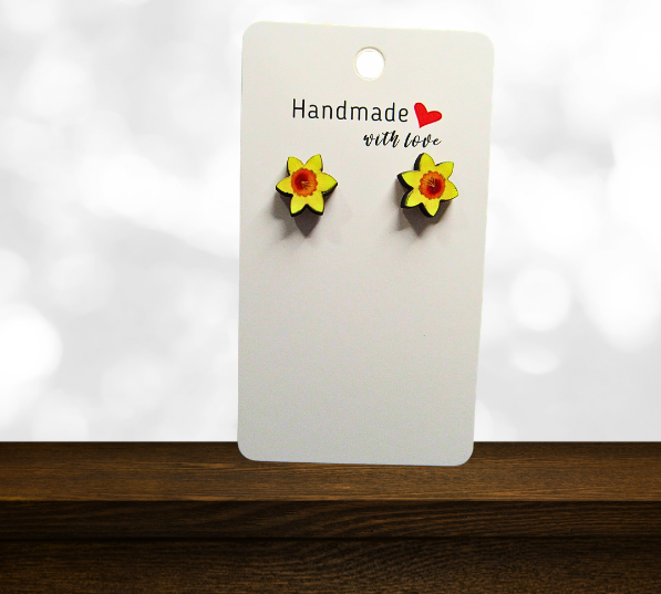MDF- Daffodil Shaped Sublimated Stud Earrings