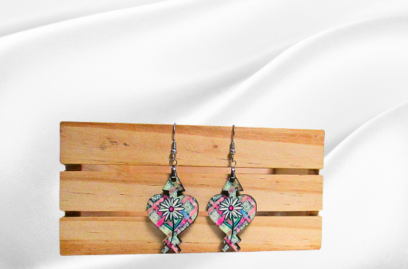 MDF-Heart Arrow Shaped Sublimated Earrings 1.5 inch