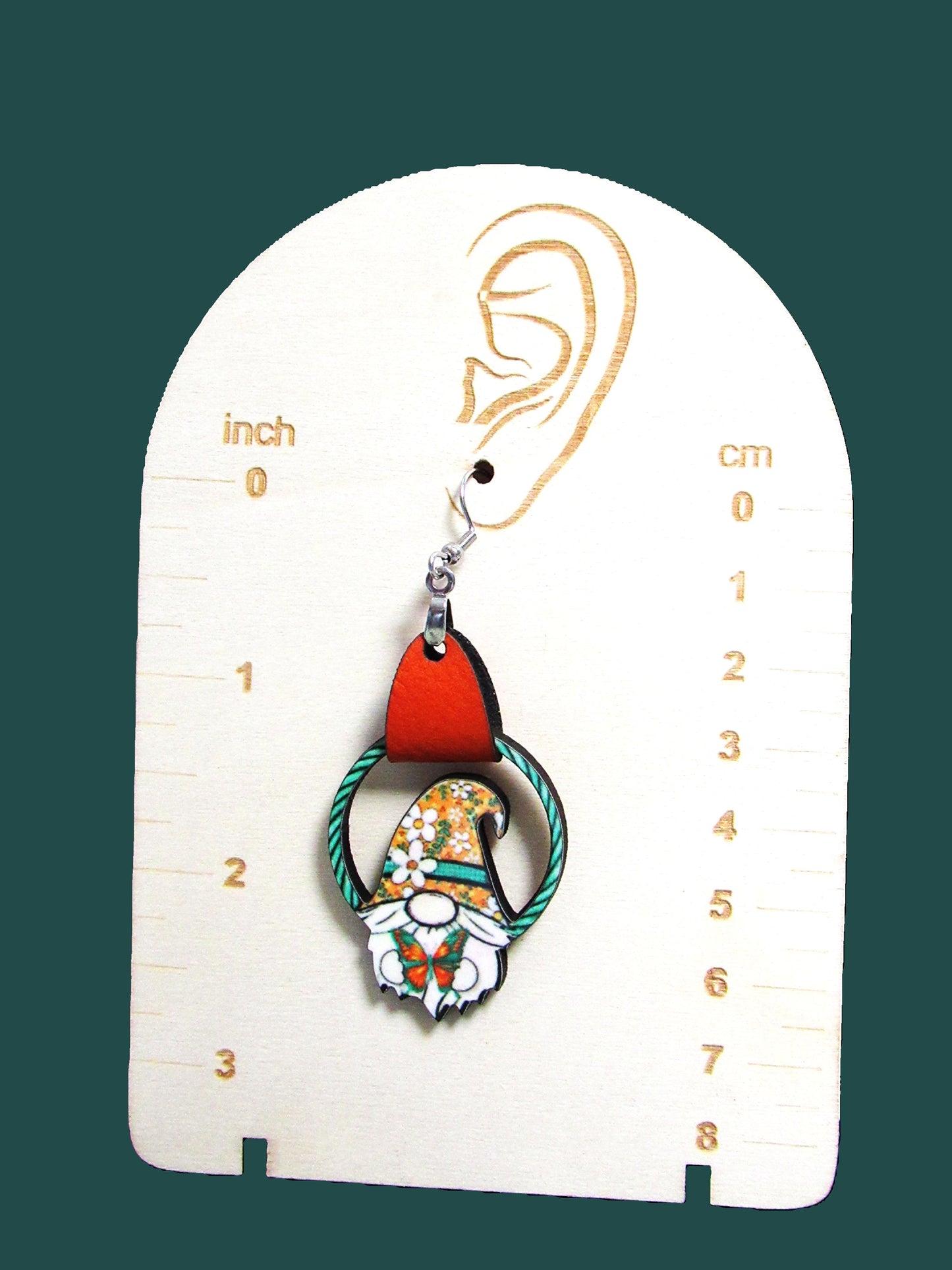 Round Gnome Shaped Sublimated Earrings