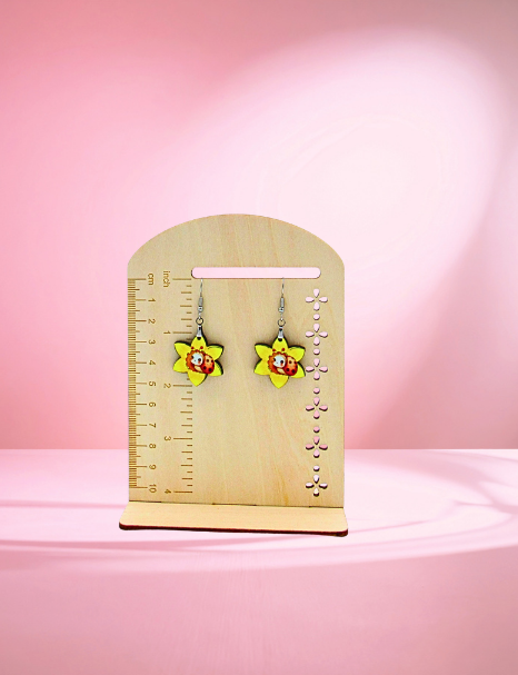 MDF- Daffodil Shaped Sublimated Earrings 1 inch (Bug)