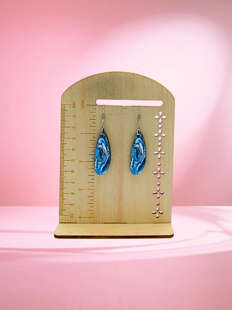 MDF-Boho Oval Bar Shaped Sublimated Earrings 1.5 inch Dolphin