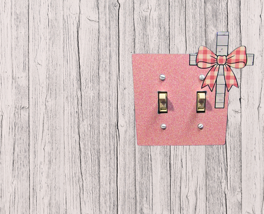 MDF-Cross with Bow Shaped Sublimated Double Light Switch Cover