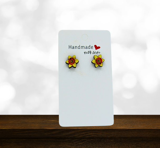 Daffodil Shaped Sublimated Stud Earrings