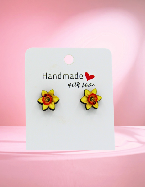 Daffodil Shaped Sublimated Stud Earrings