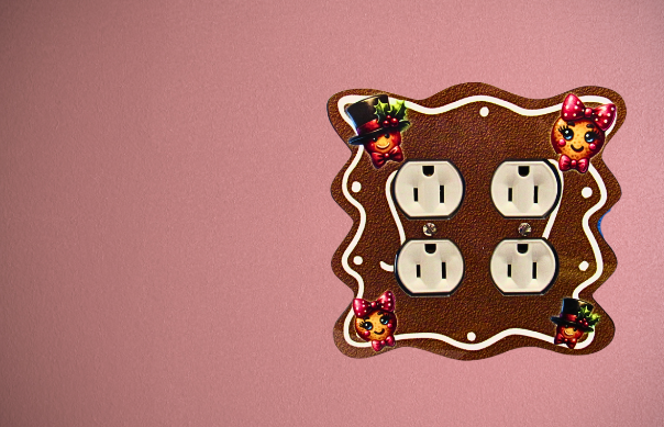 Wavy Edge Shaped Sublimated Double Outlet Cover