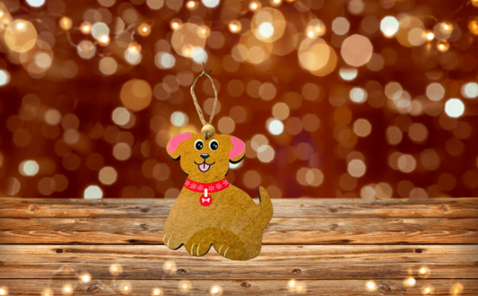 Gingerbread Dog Shaped Sublimated Ornament