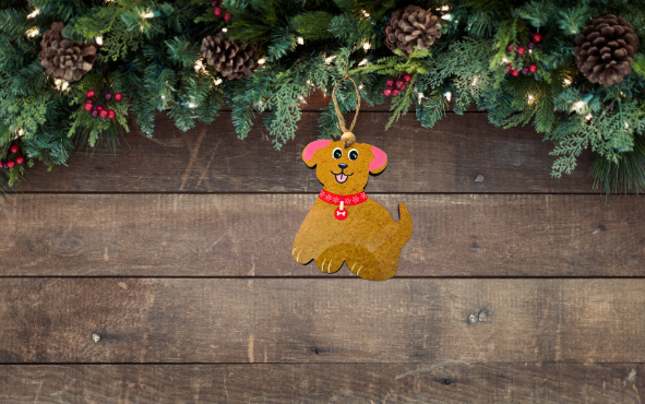 Gingerbread Dog Shaped Sublimated Ornament