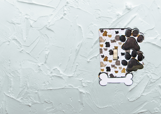 MDF- Dog Paw Bone Shaped Sublimated Light Switch Cover
