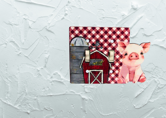 MDF - Pig Shaped Sublimated Double Light Switch Cover