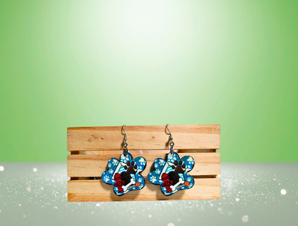 MDF-Paw Print Shaped Sublimated Earrings 1.5 inch