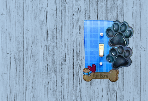 Acrylic- Dog Paw Bone Shaped Sublimated Light Switch Cover
