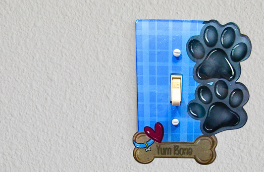 Acrylic- Dog Paw Bone Shaped Sublimated Light Switch Cover