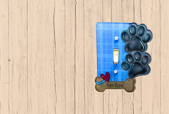 Acrylic- Dog Paw Bone Shaped Sublimated Light Switch Cover