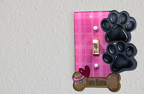 Acrylic- Dog Paw Bone Shaped Sublimated Light Switch Cover