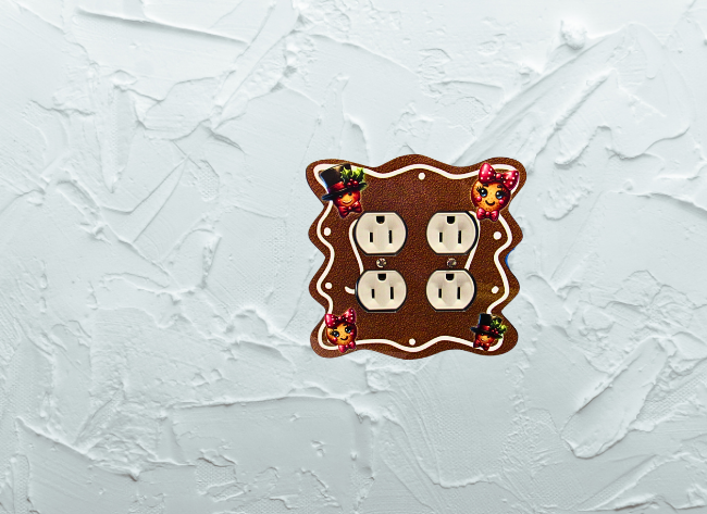 Wavy Edge Shaped Sublimated Double Outlet Cover