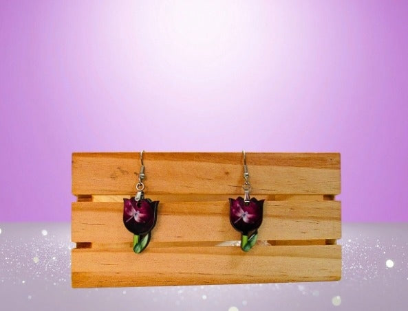 MDF-Tulip Shaped Sublimated Earrings 1 inch