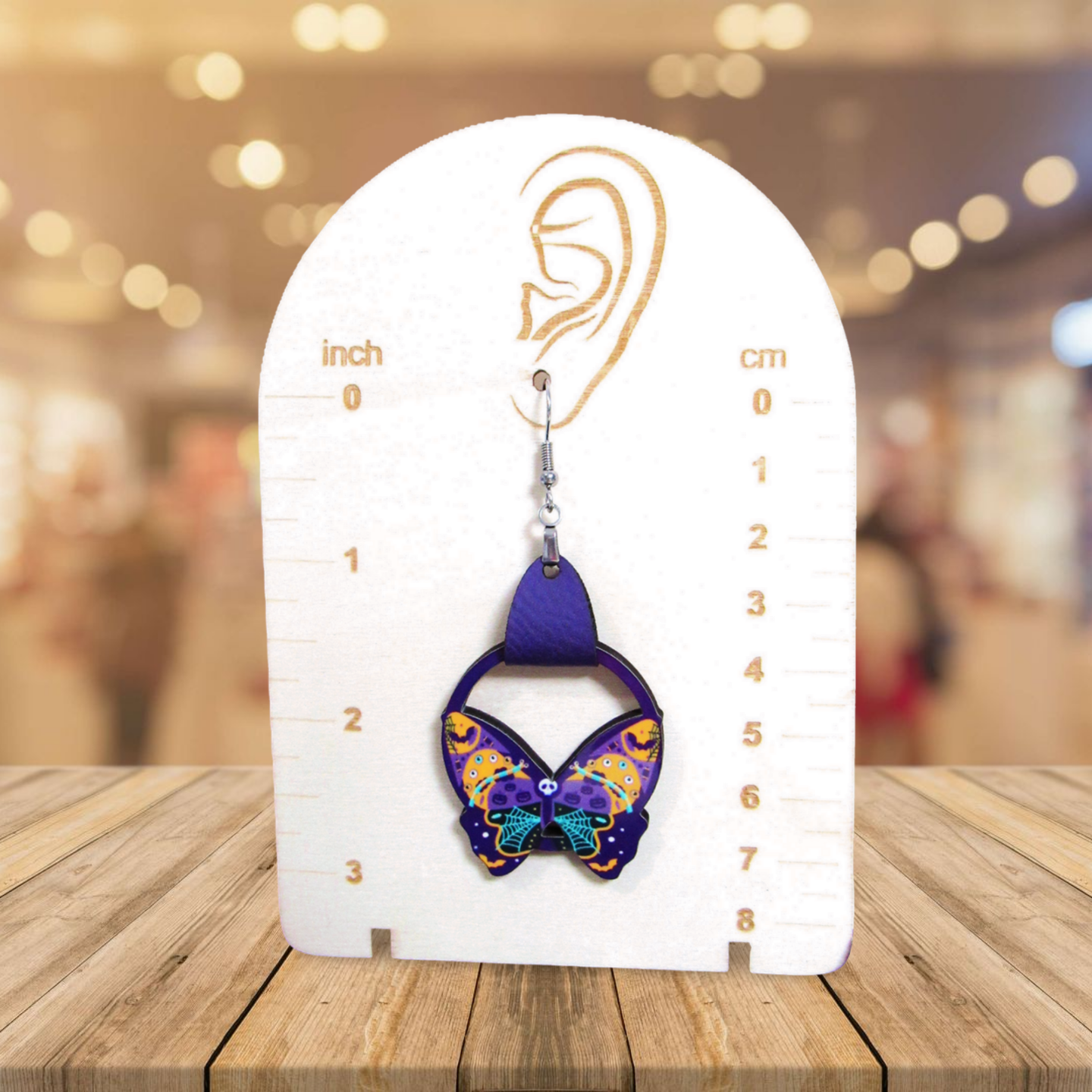 Round Butterfly Shaped Sublimated Earring 1.5 inch