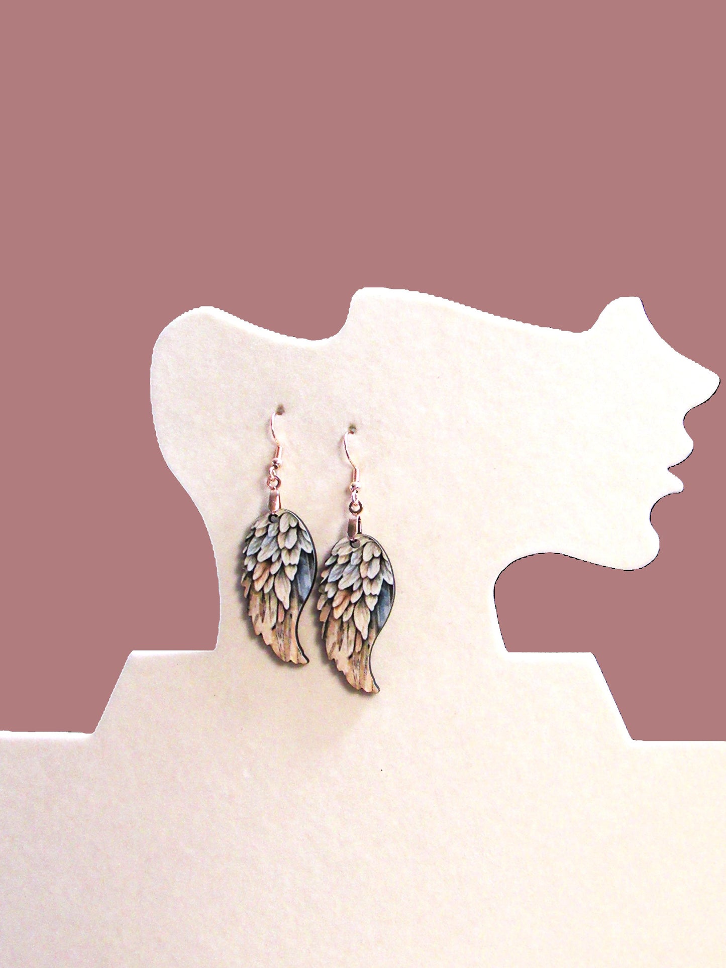 Angel wing shaped sublimated earrings