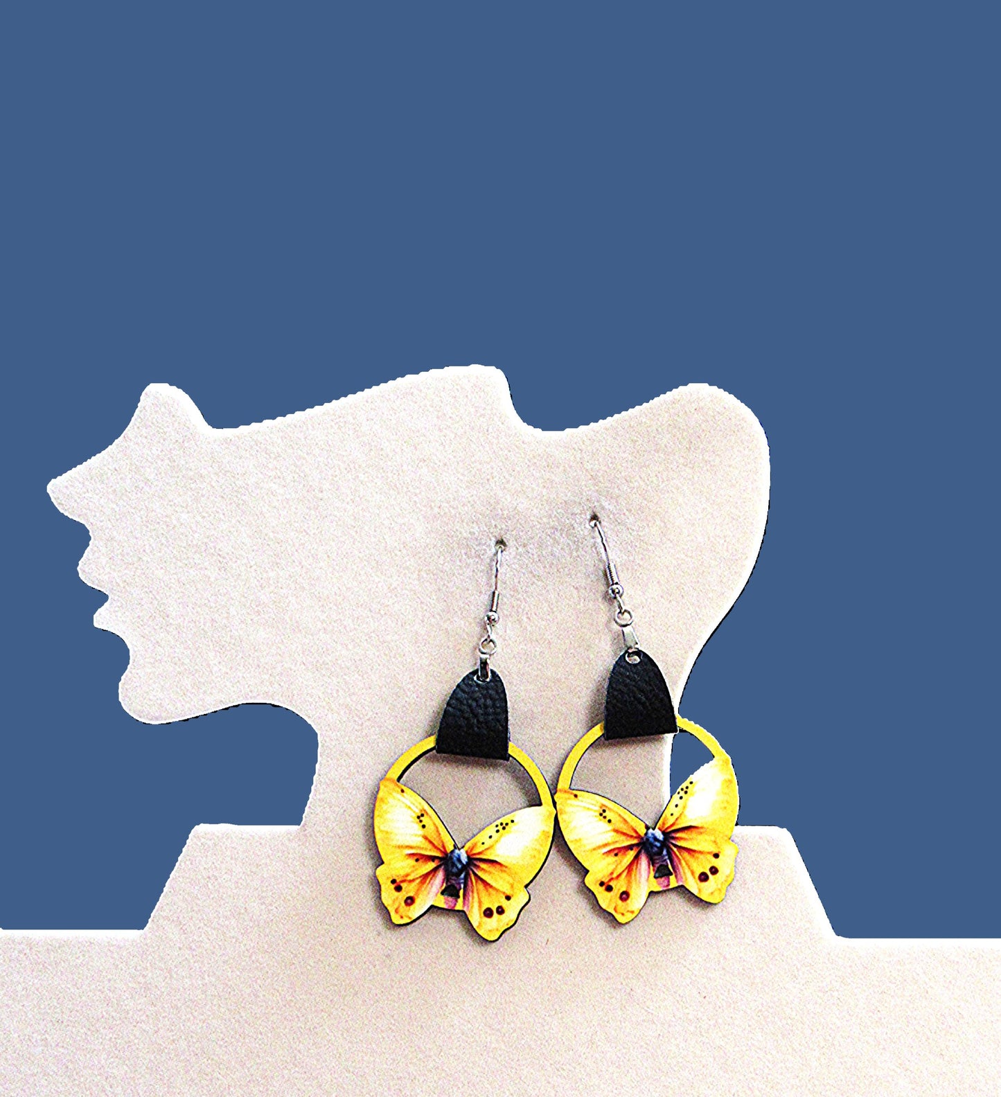 Round Butterfly Shaped Sublimated Earring