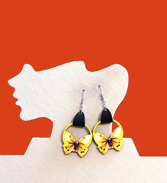 Round Butterfly Shaped Sublimated Earring