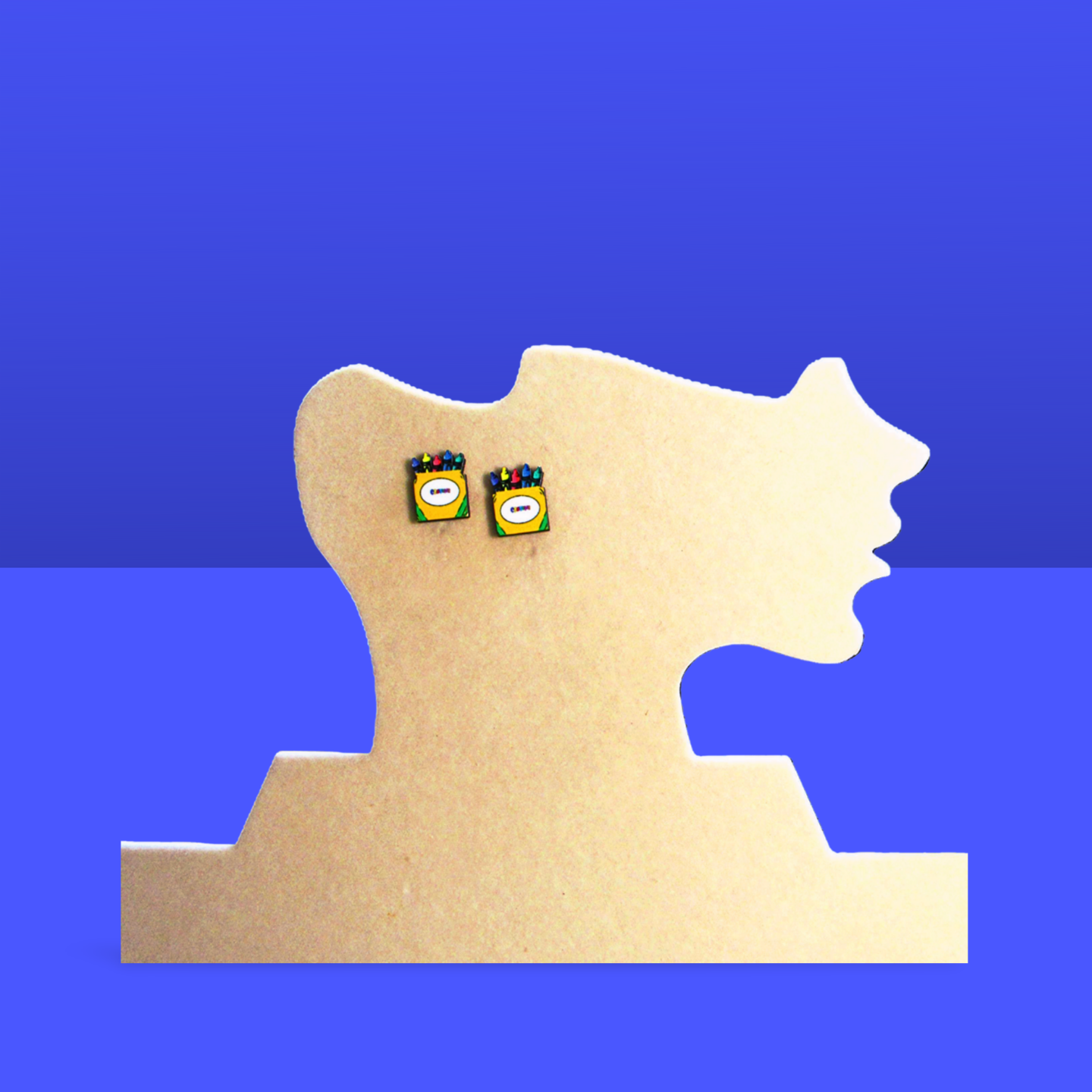 Crayon Box Shaped Sublimated Earring Studs