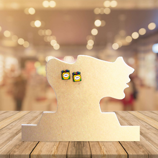 Crayon Box Shaped Sublimated Earring Studs