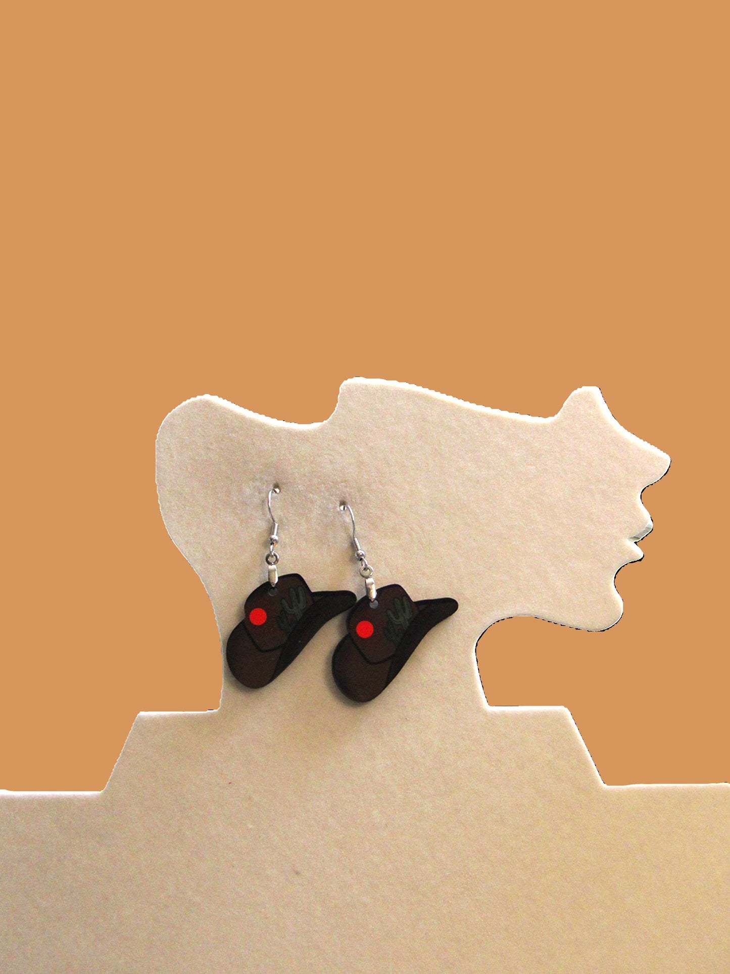 Cowboy Hat Shaped Sublimated Earrings