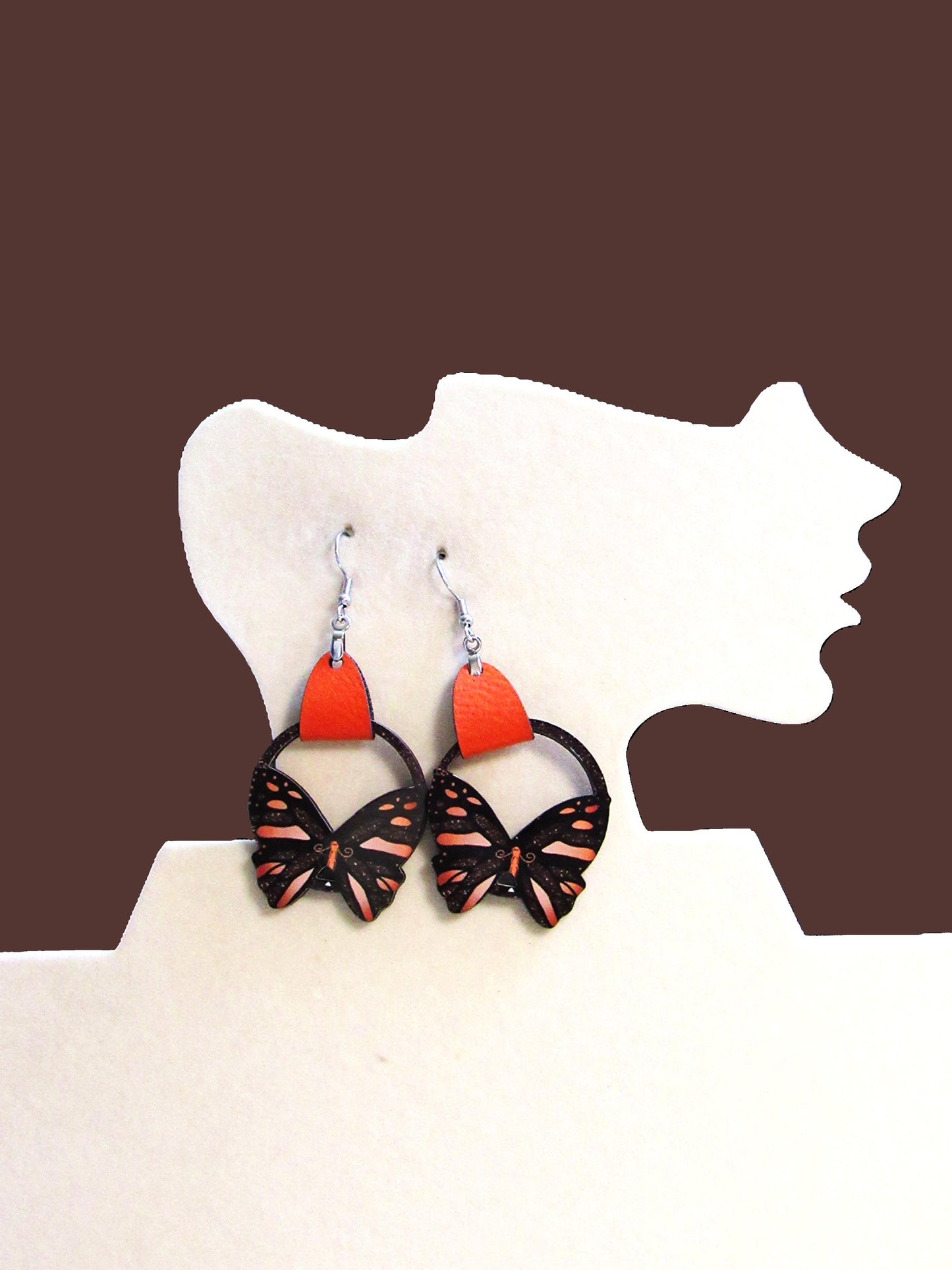 Round Butterfly Shaped Sublimated Earring