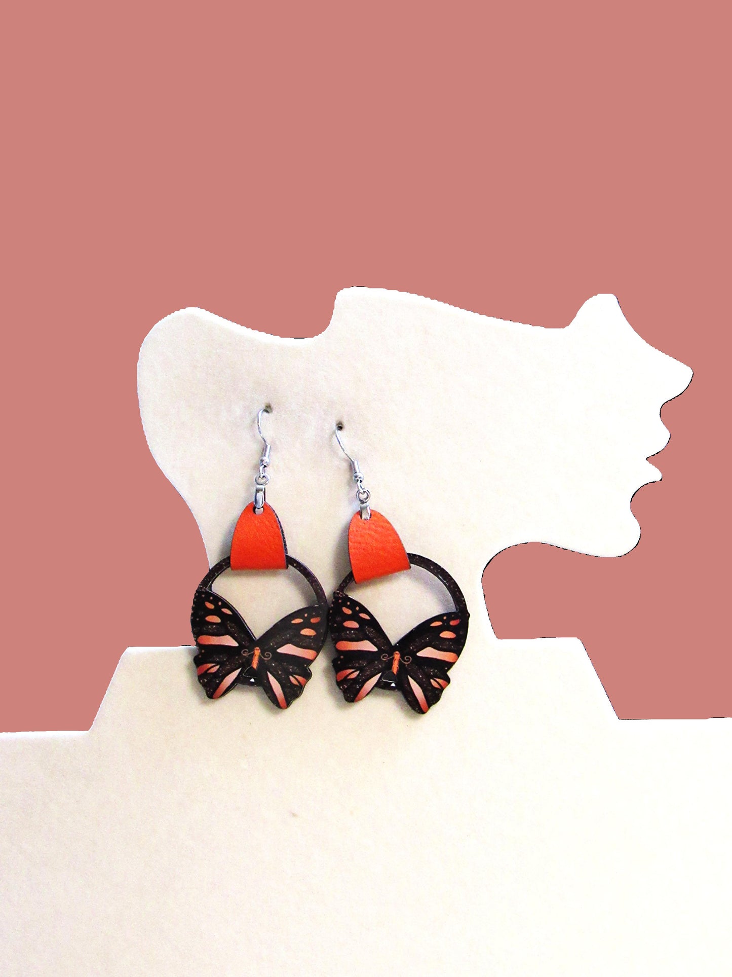 Round Butterfly Shaped Sublimated Earring