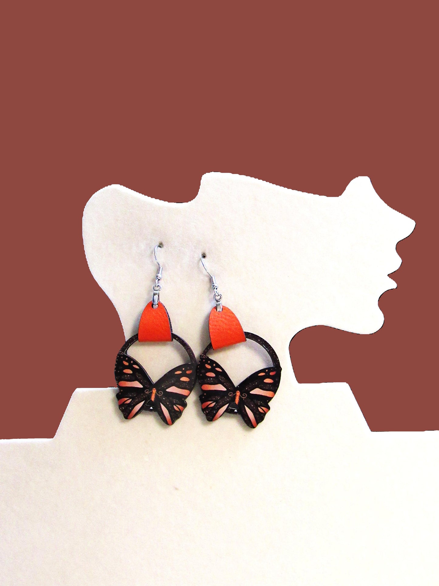 Round Butterfly Shaped Sublimated Earring