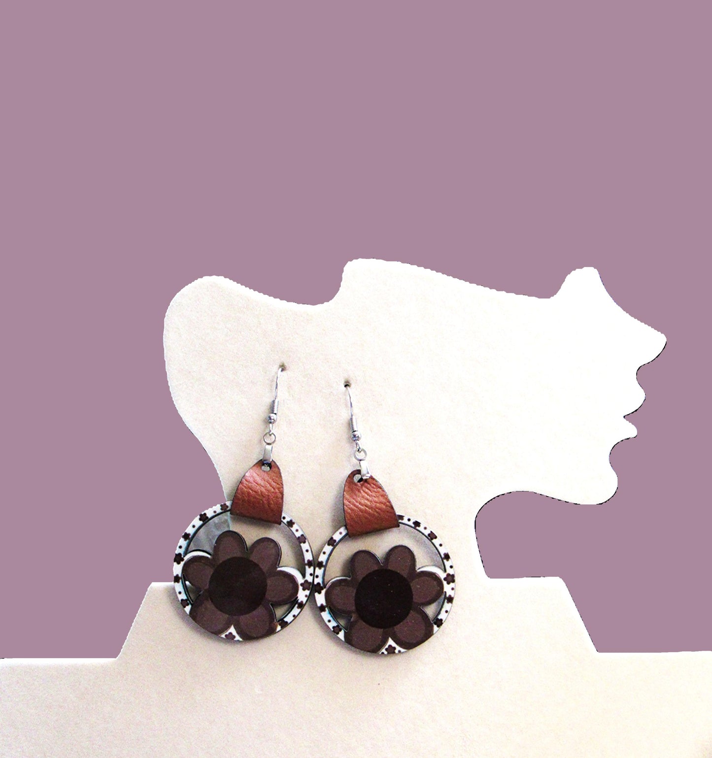 Round Flower Shaped Sublimated Earrings