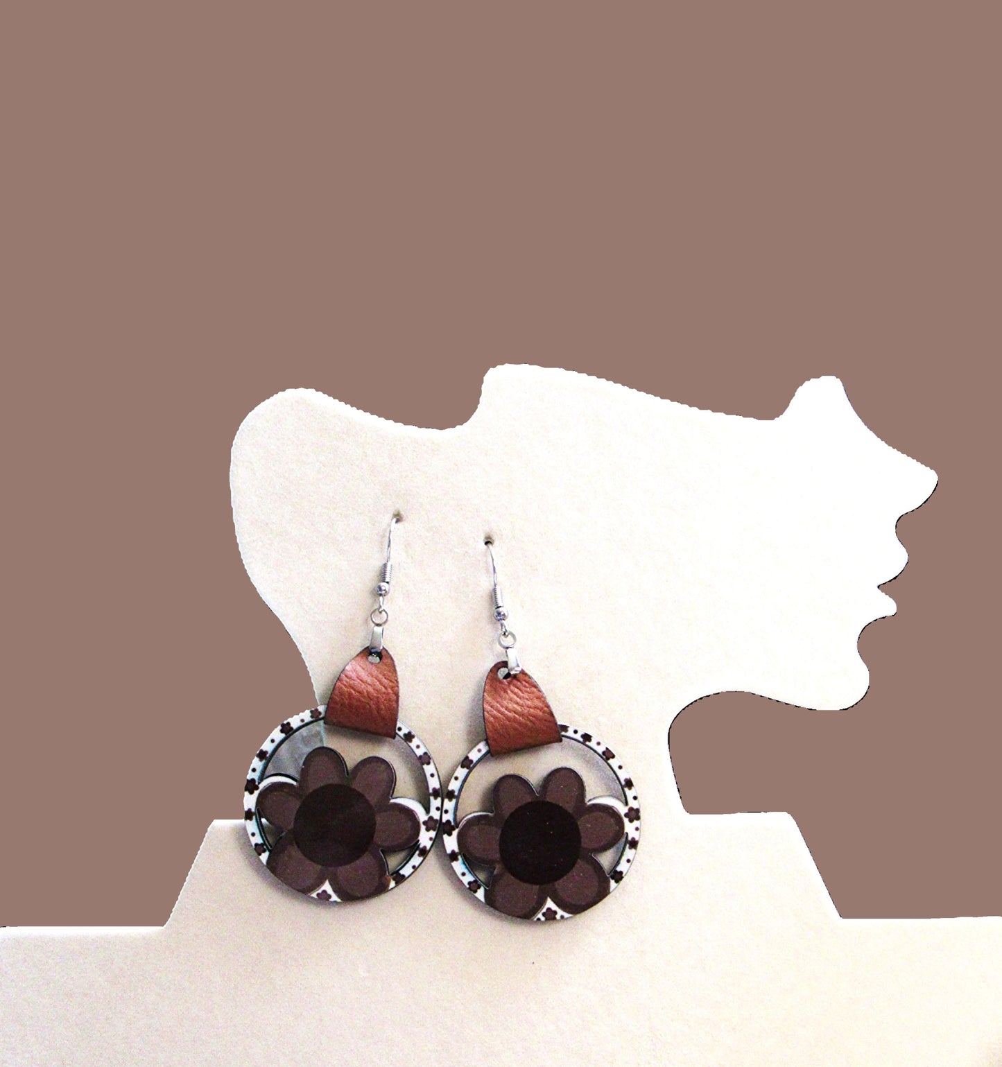 Round Flower Shaped Sublimated Earrings