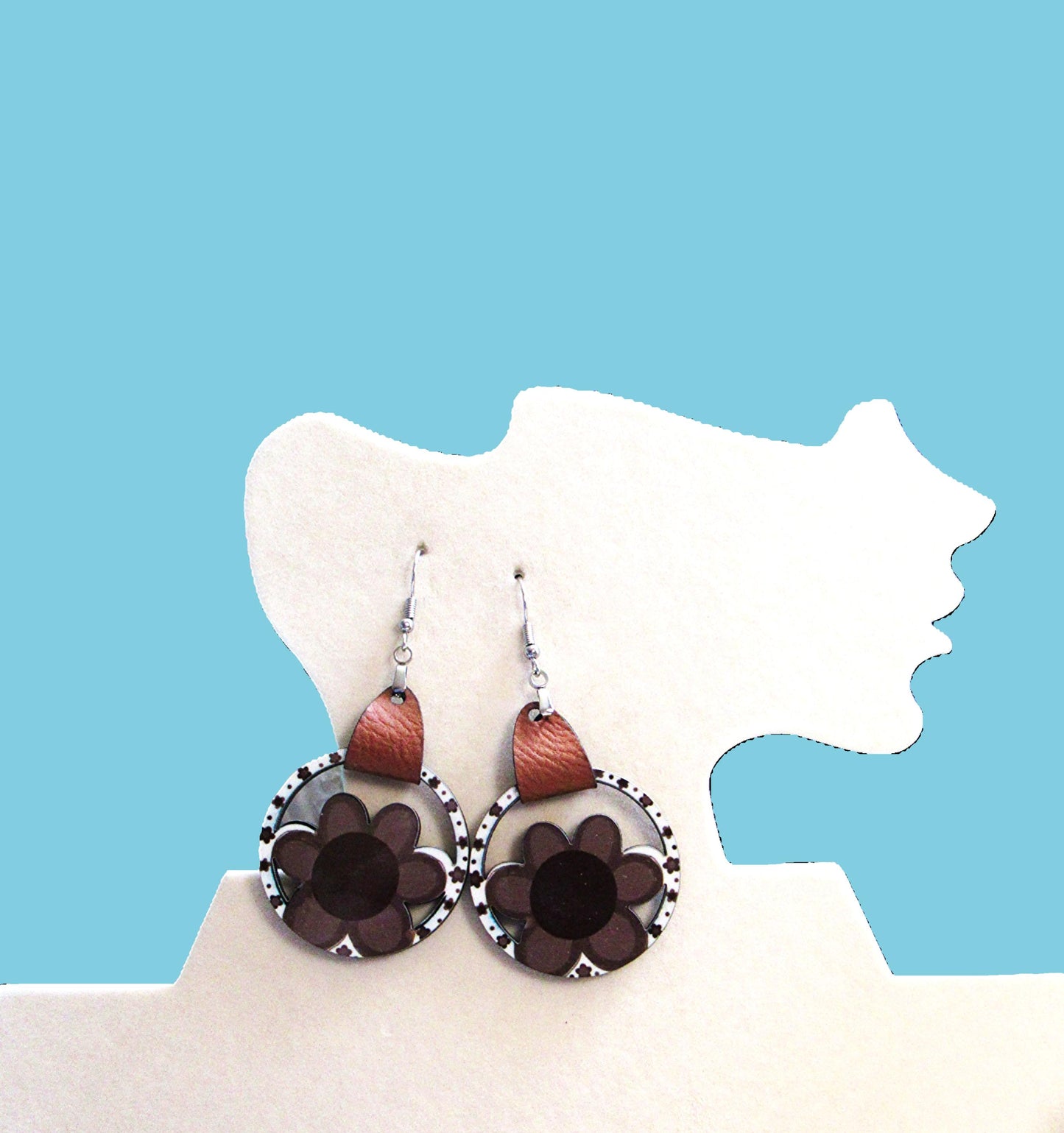 Round Flower Shaped Sublimated Earrings