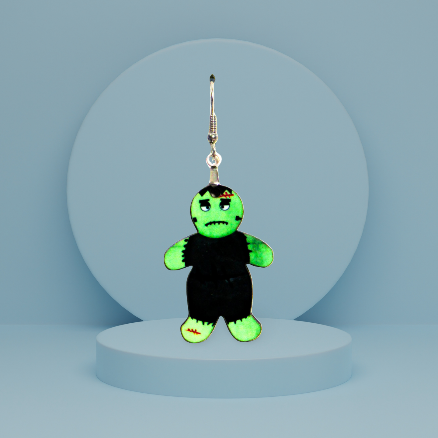 Fluffy Monster Shaped Sublimated Earrings 1.5 inch