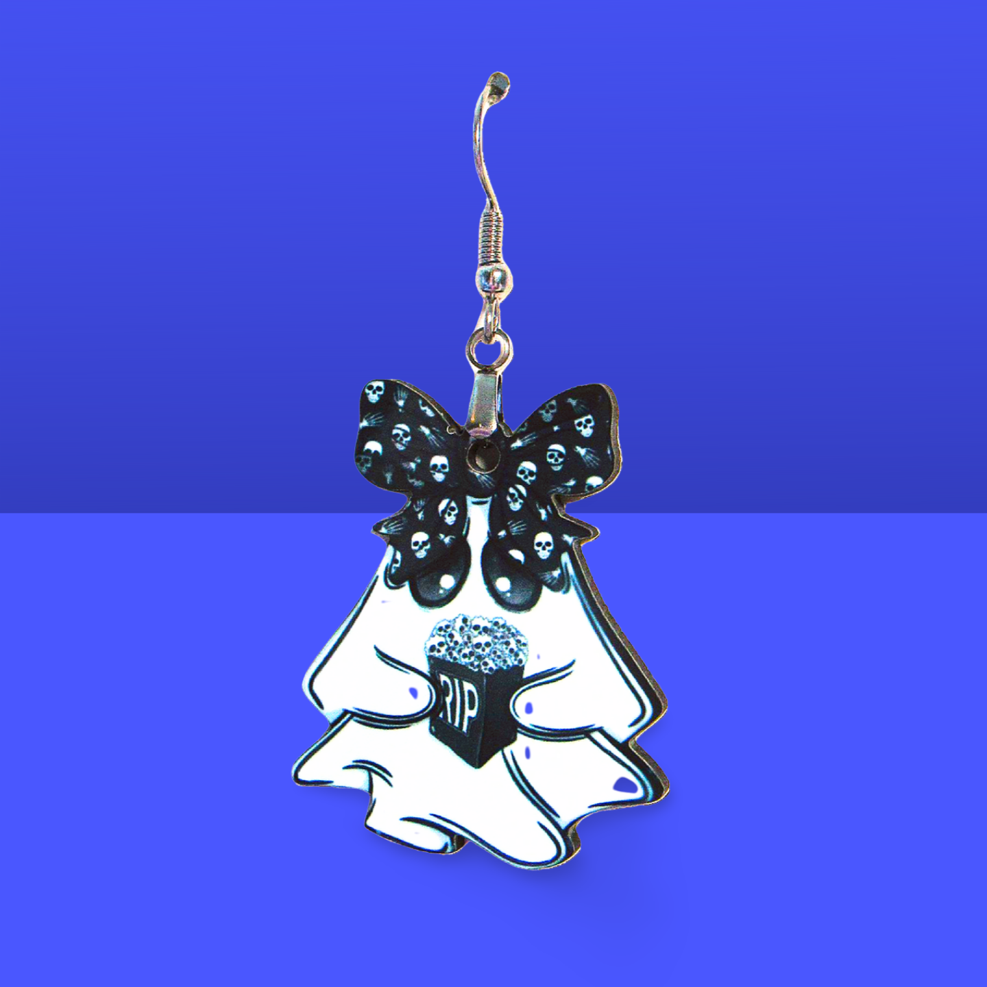 Ghost with Bow Shaped Sublimated Earrings 1.5 inch