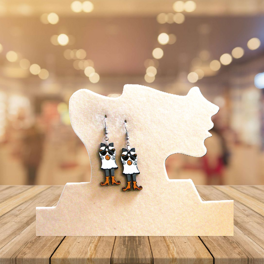 Ghost with Legs Shaped Sublimated Earrings 1.5 inch