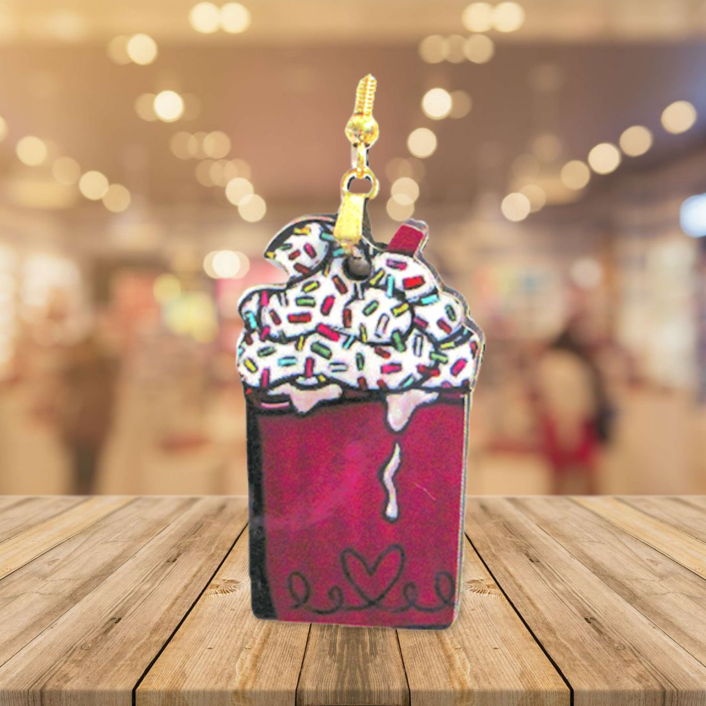 Milk Shake Shaped Sublimated Earring