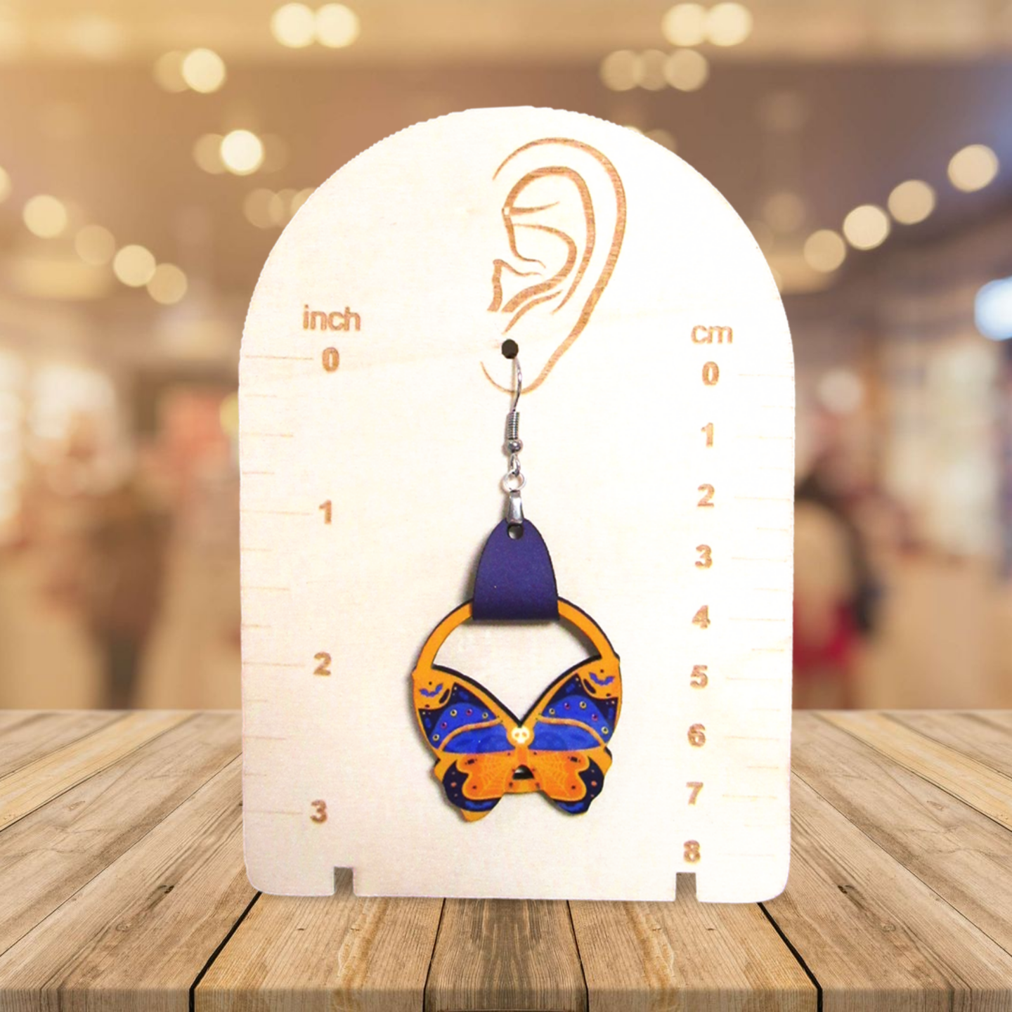 Round Butterfly Shaped Sublimated Earring 1.5 inch