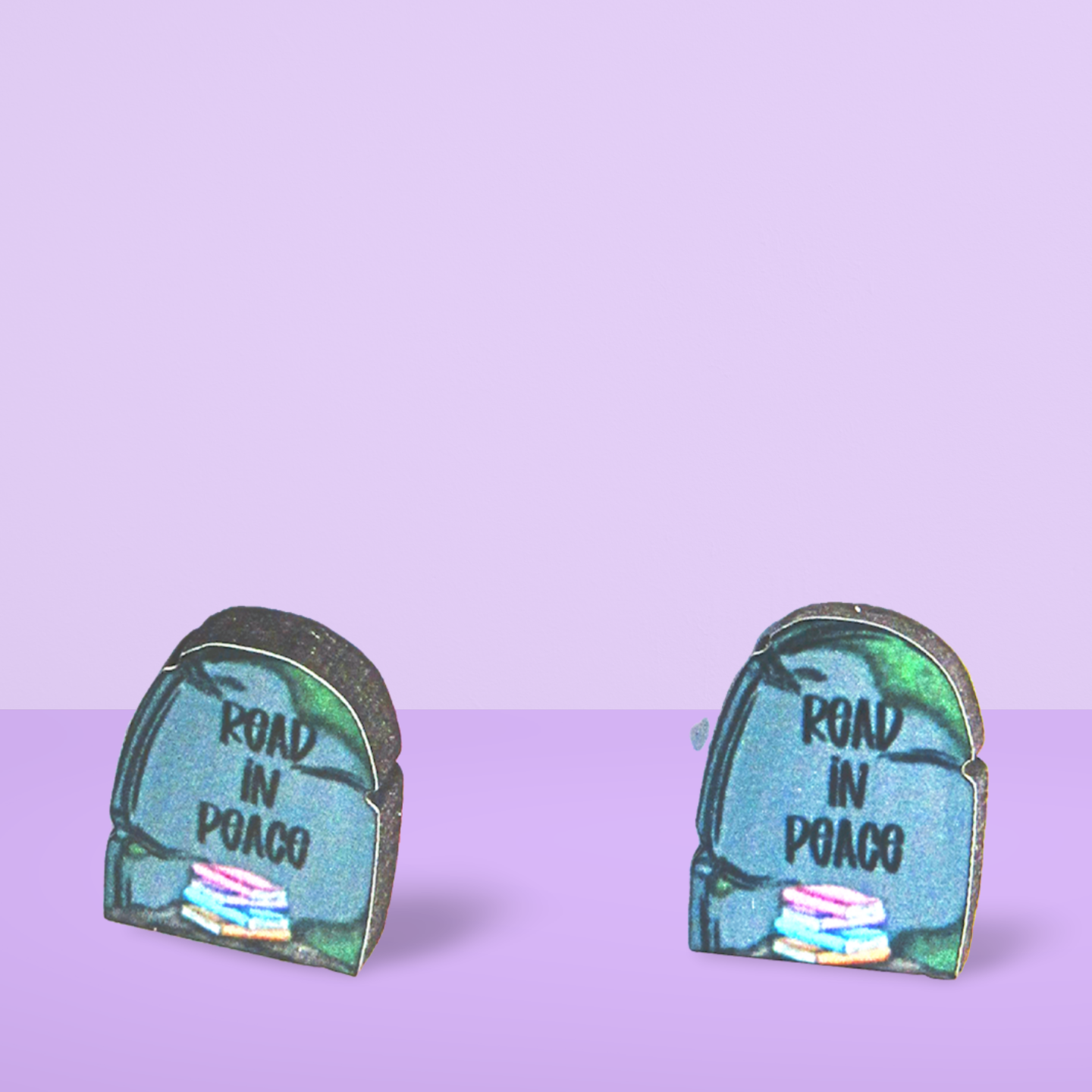 Grave Stone Shaped Sublimated Stud Earrings