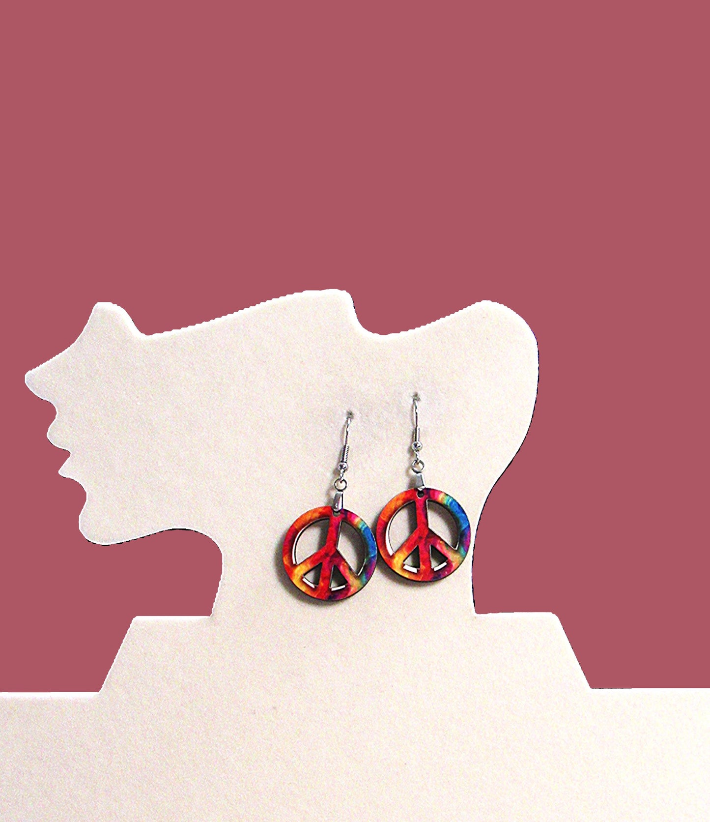 Peace Sign Shaped Sublimated Earrings 1 inch