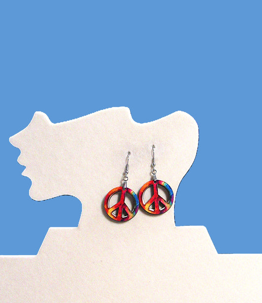 Peace Sign Shaped Sublimated Earrings 1 inch