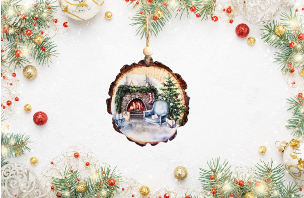 Wooden Slice Sublimated Ornament
