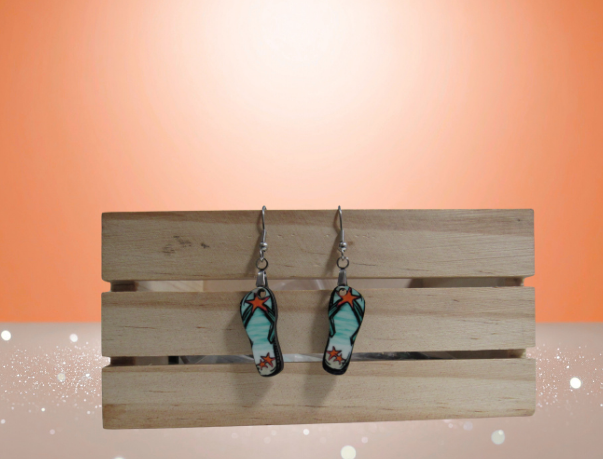 MDF-Flip Flop Shaped Sublimated Earrings 1 inch
