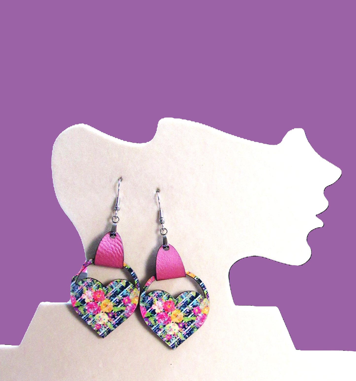 Round  Heart Shaped Sublimated Earring