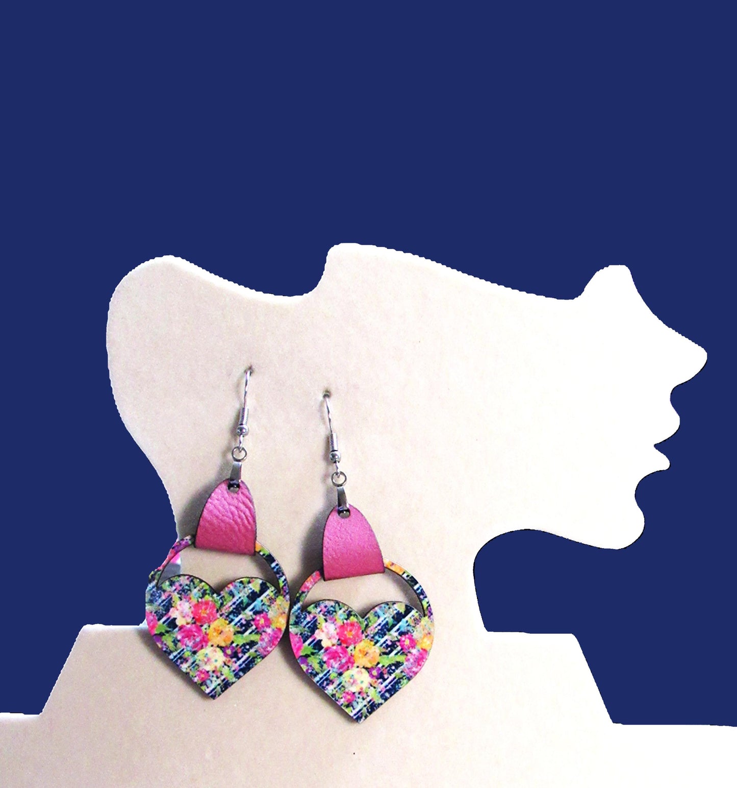 Round  Heart Shaped Sublimated Earring