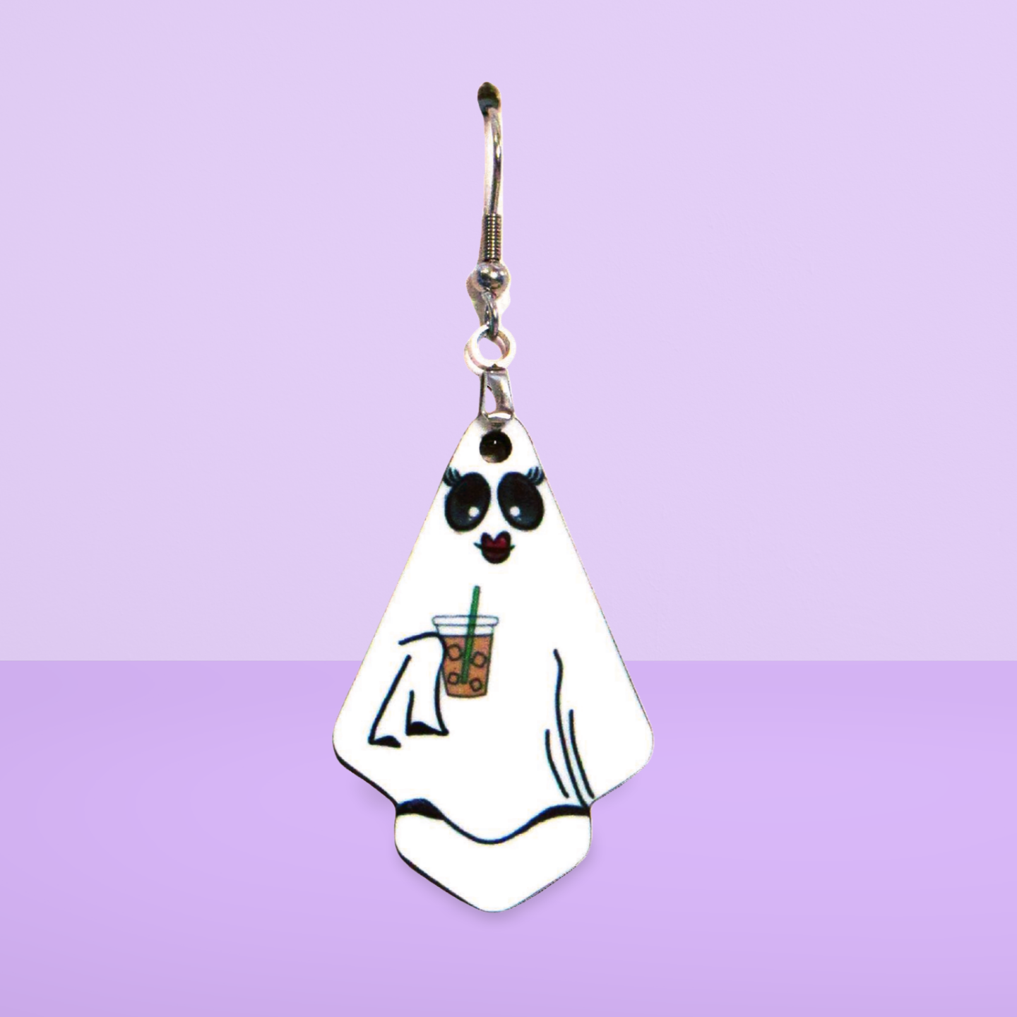 Ghost Fan Shaped Sublimated Earrings 1.5 inch