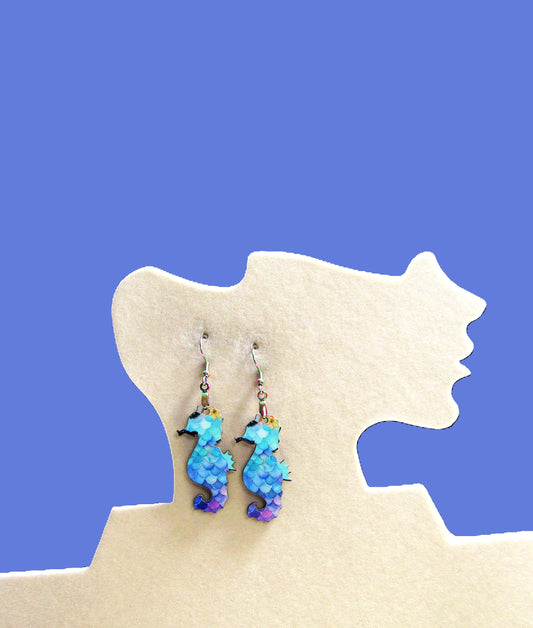 Seahorse Shaped Sublimated Earrings